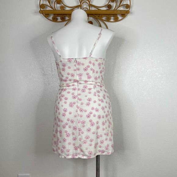 Cotton Candy LA Pink Floral Linen Mini Dress L - Picture 7 of 8